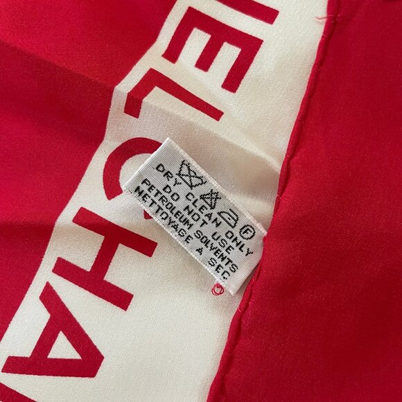 Chanel Vintage Scarf – Red Silk with Signature Flap Bag Print & Quilted Design - Picture 10 of 11